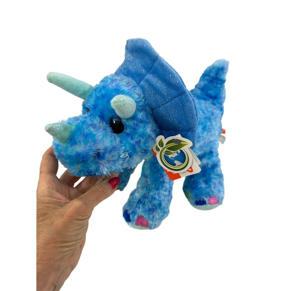 Sweet & Sassy Triceratops Wild Republic Stuffed Animal Plush Toy 13” Blue Green